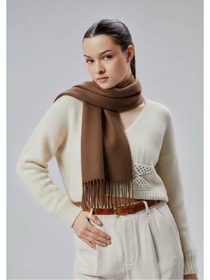 Derikem Kadın Yumuşak Dokulu Akrilik Basic Kışlık Şal Kahverengi