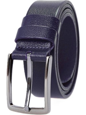 Derikem 3,5 cm Klasik Erkek Kemeri %100 Hakiki Klasik Erkek Manda Derisi Tek Kat Lacivert