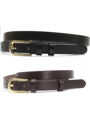 Derikem %100 Hakiki Deri Şık Sarı Tokalı Kadın Kemeri