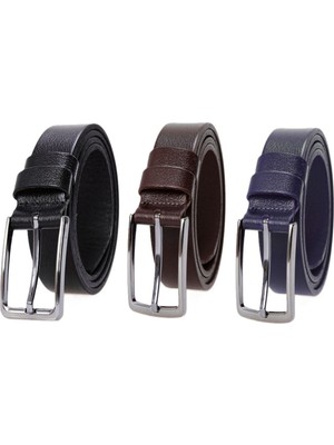 Derikem 3'lü Klasik Erkek Kemeri %100 Hakiki Manda Derisi Tek Kat 3,5 cm