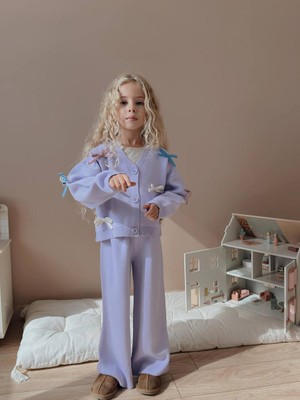 Aden Fiyonklu Kız Çocuk Triko Alt Üst Takım