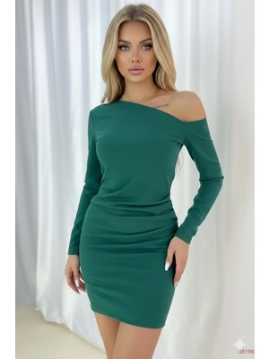 Alpaco Kadın Tek Omuz Asimetrik Kesim Bodycon Elbise