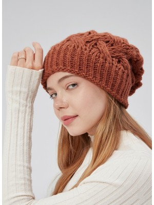 Derikem Şık Kadın Saç Örgü Astarlı Triko Bere