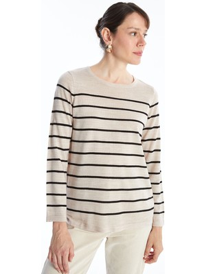 Lc Waikiki Yeni Sezon Bisiklet Yaka Çizgili Kadın Triko Kazak