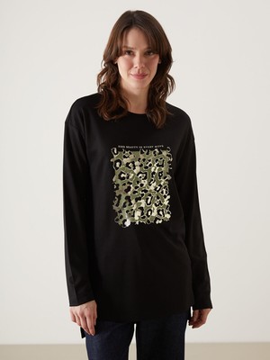 Lc Waikiki Yeni Sezon Bisiklet Yaka Baskılı Kadın Tunik