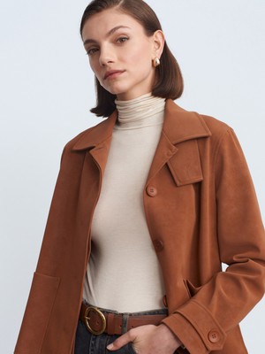 Dilvin 60778 Süet Ceket-Camel