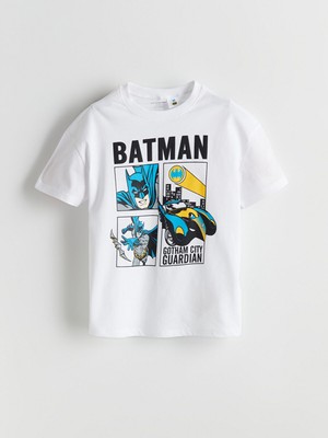 Lc Waikiki Yeni Sezon Bisiklet Yaka Batman Baskılı Erkek Çocuk Tişört