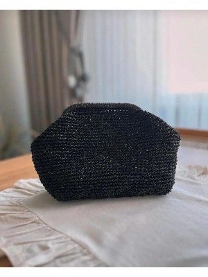 Zlato Kadın Siyah El Örme Burslu Şık Çanta Günlük ve Özel Günler