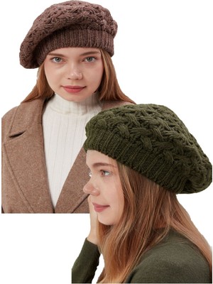 Derikem 2li Kadın Kışlık Şık Triko Ressam Örgü Bere 2 Adet