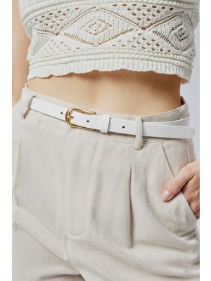 Derikem %100 Hakiki Deri Şık Sarı Tokalı Kadın Kemeri