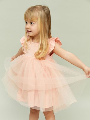 Lc Waikiki Yeni Sezon Basic Dantel Tüllü Kız Bebek Elbise