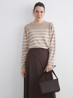 Lc Waikiki Yeni Sezon Bisiklet Yaka Çizgili Kadın Triko Kazak