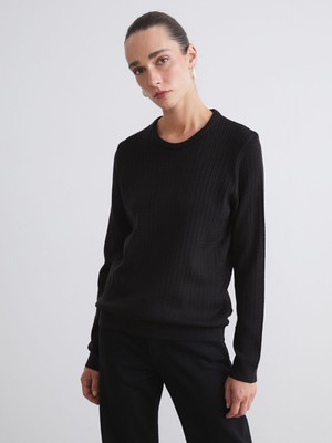 Lc Waikiki Yeni Sezon Bisiklet Yaka Kendinden Desenli Kadın Triko Kazak