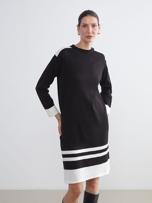 Lc Waikiki Yeni Sezon Bisiklet Yaka Renk Bloklu Triko Elbise