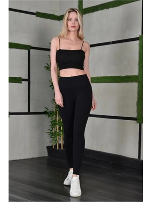 Alfanora Kadın Full Likra Extra Toparlayıcı Yüksek Bel Dar Kalıp Günlük Spor Tayt - Siyah