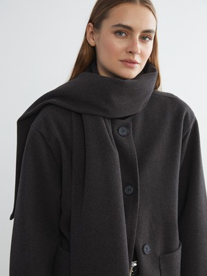 Lc Waikiki Yeni Sezon Çıkarılabilir Şal Yaka Kadın Kaşe Kaban