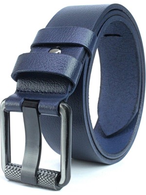 Derikem Erkek %100 Hakiki Deri Siyahaçma Borulu 4,5 cm Kot Kemeri Lacivert