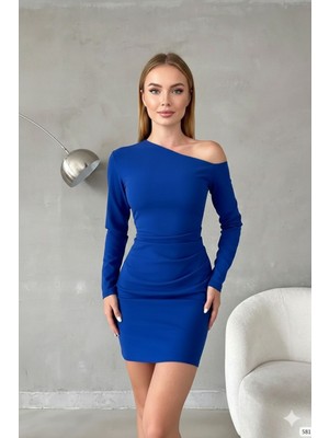 Alpaco Kadın Tek Omuz Asimetrik Kesim Bodycon Elbise