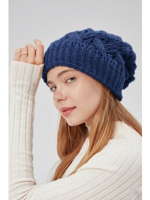 Derikem Şık Kadın Saç Örgü Astarlı Triko Bere