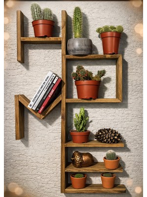 Göltürk Ahşap Ahşap Duvar Süsü Çiçeklik Kitaplık Düzenleyici