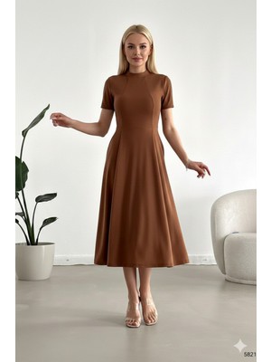 Alpaco Kadın Kısa Kollu Cepli Uzun Krep Kumaş Elbise
