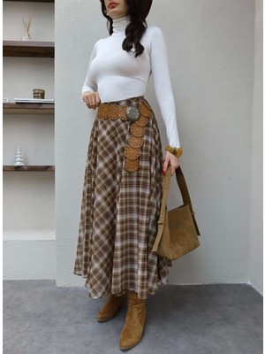 Esra Helvacı Ekose Desen Tül Etek