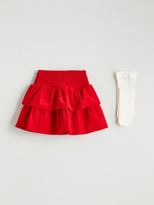 Lc Waikiki Yeni Sezon Kat Kat Kız Çocuk Kadife Etek ve Külotlu Çorap