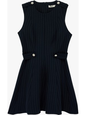 Koton Metal Aksesuarlı Kolsuz Bisiklet Yaka Slim Fit A Kesim Elbise