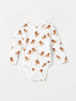 Lc Waikiki Yeni Sezon Sevimli Köpek Baskılı Erkek Bebek Çıtçıtlı Body