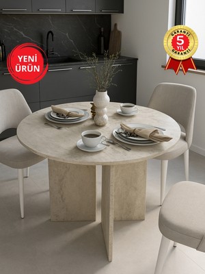 Dorpek Toli Modern Yemek Masası, Şık Tasarım - Traverten