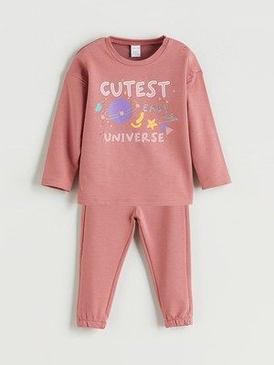 Lc Waikiki Yeni Sezon Baskılı Kız Bebek Sweatshirt ve Pantolon 2'li