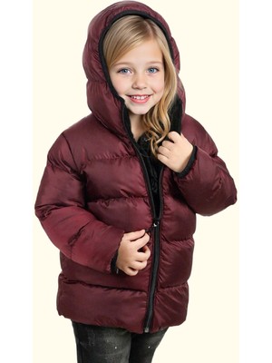 Freemen Kız Çocuk Polarlı Kürklü Kapüşonlu Su Geçirmez Rüzgara Dayanıklı Şişme Kışlık Mont Kaban