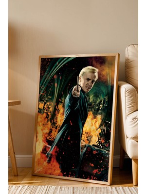 E2 Nova Draco Malfoy Çerçeveli Tablo - Lüks Harry Potter Sinematik Karakter Posteri Duvar Dekoru Alev Temalı