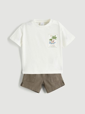 Lc Waikiki Yeni Sezon Baskılı Erkek Bebek Tişört ve Şort 2'li