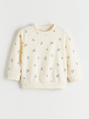 Lc Waikiki Yeni Sezon Bebe Yaka Baskılı Kız Çocuk Sweatshirt