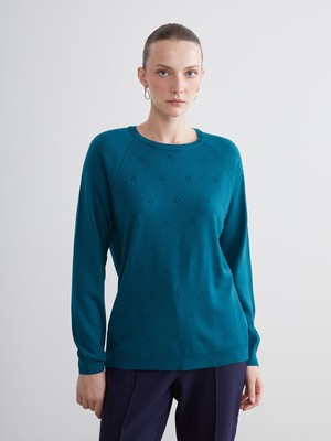 Lc Waikiki Yeni Sezon Bisiklet Yaka Çiçekli Kadın Triko Kazak