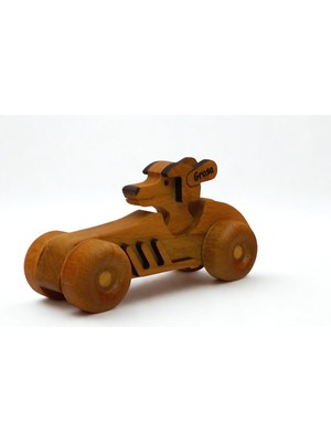 Grosawood  El Yapımı Ahşap Köpekli Oyuncak Araba – Doğal Kayın Ağacı, Bitkisel Yağlı, Eğitici Ahşap Çocuk Oyuncağı (3+ Yaş)