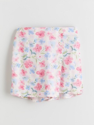 Lc Waikiki Yeni Sezon Beli Lastikli Çiçekli Kız Çocuk Şort Etek