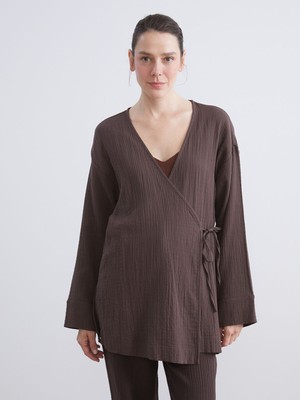 Lc Waikiki Yeni Sezon Kruvaze Yaka Dokulu Kadın Kimono