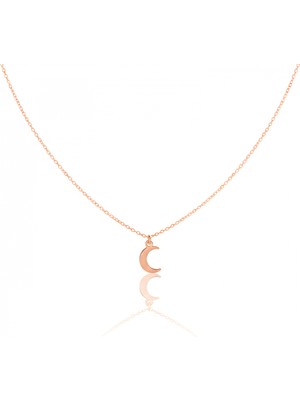 Mavili Gümüş Ay Gümüş Kolye - Rose