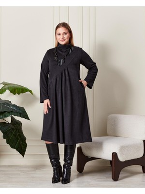 Zer Otantik Büzgülü Yumuşak Dokulu Elbise Antrasit