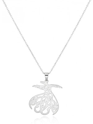 Mavili Gümüş Semazen Gümüş Kolye - Gümüş