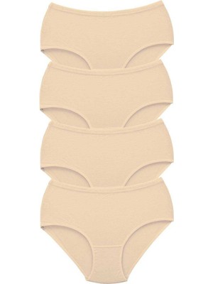 Marsilyan 4 Adet Tutku Kadın Yüksek Bel Bato Kalın Lastik Külot Ten