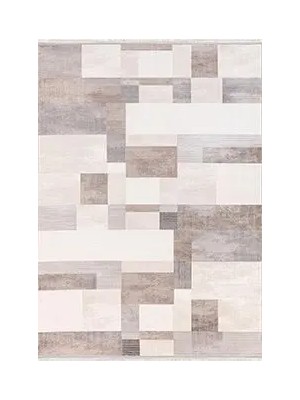 Aren Halı Lemn Modern Bej Polyester Kaydırmaz Tabanlı Makine Halısı