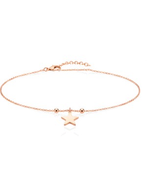 Mavili Gümüş Işıltılı Yıldız Halhal  - Rose