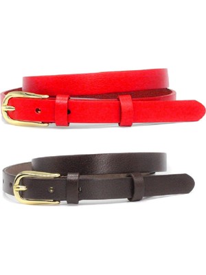 Derikem %100 Hakiki Deri Şık Sarı Tokalı Kadın Kemeri