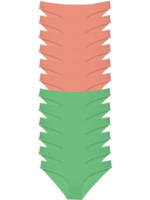 Marsilyan 12 Adet Eko Set Likralı Kadın Slip Külot Pudra Yeşil