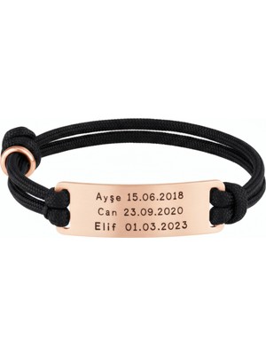 Mavili Gümüş Plaka Isimli Gümüş Ipli Bileklik - Rose