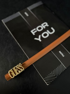 Fiori Hakiki Bombeli Deri Yazılı Toka Detaylı Kadın Kemeri, Ceket Kemeri, Gömlek Kemeri, Elbise Kemeri