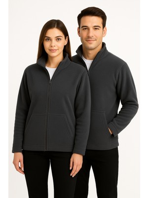 Kae Laurean Unisex Anti-Pilling Tüylenme Yapmayan Standart Fit Tam Fermuarlı Soğuk Geçirmez Polar Hırka